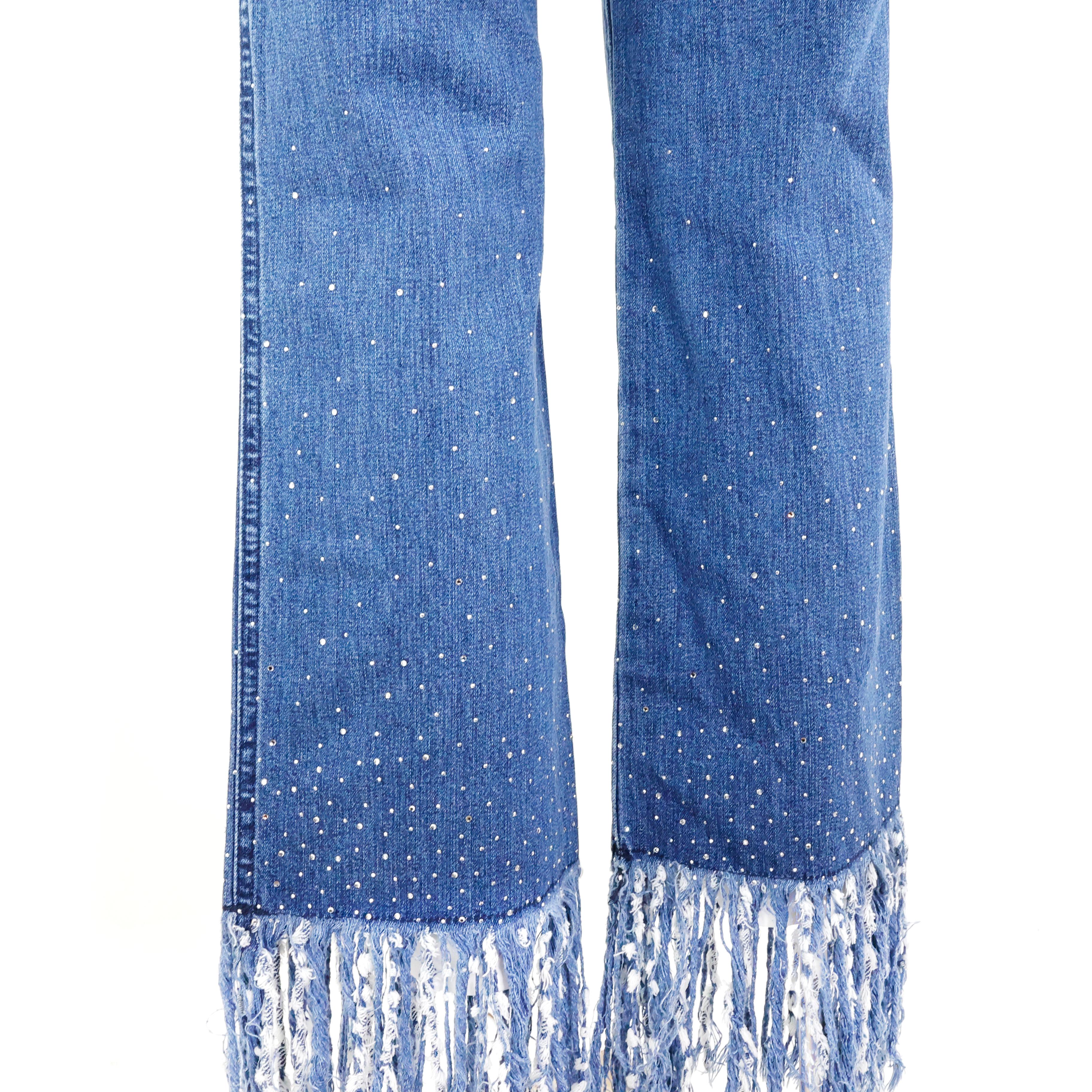 Fendi Embellished Flared Fringed Jeans  For Sale 4
