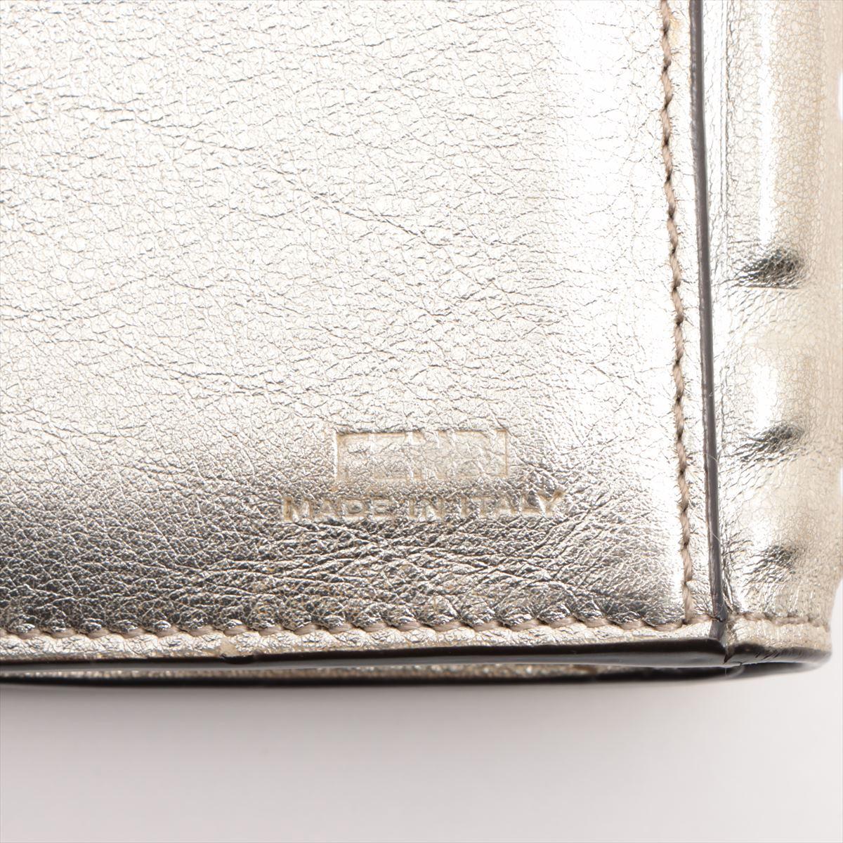 Fendi Embossed Zucca Laminated Leather  Bifold Wallet Silver For Sale 4