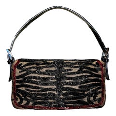 FENDI Embroidered Baguette Handbag Flap Bag Clutch - Full Set