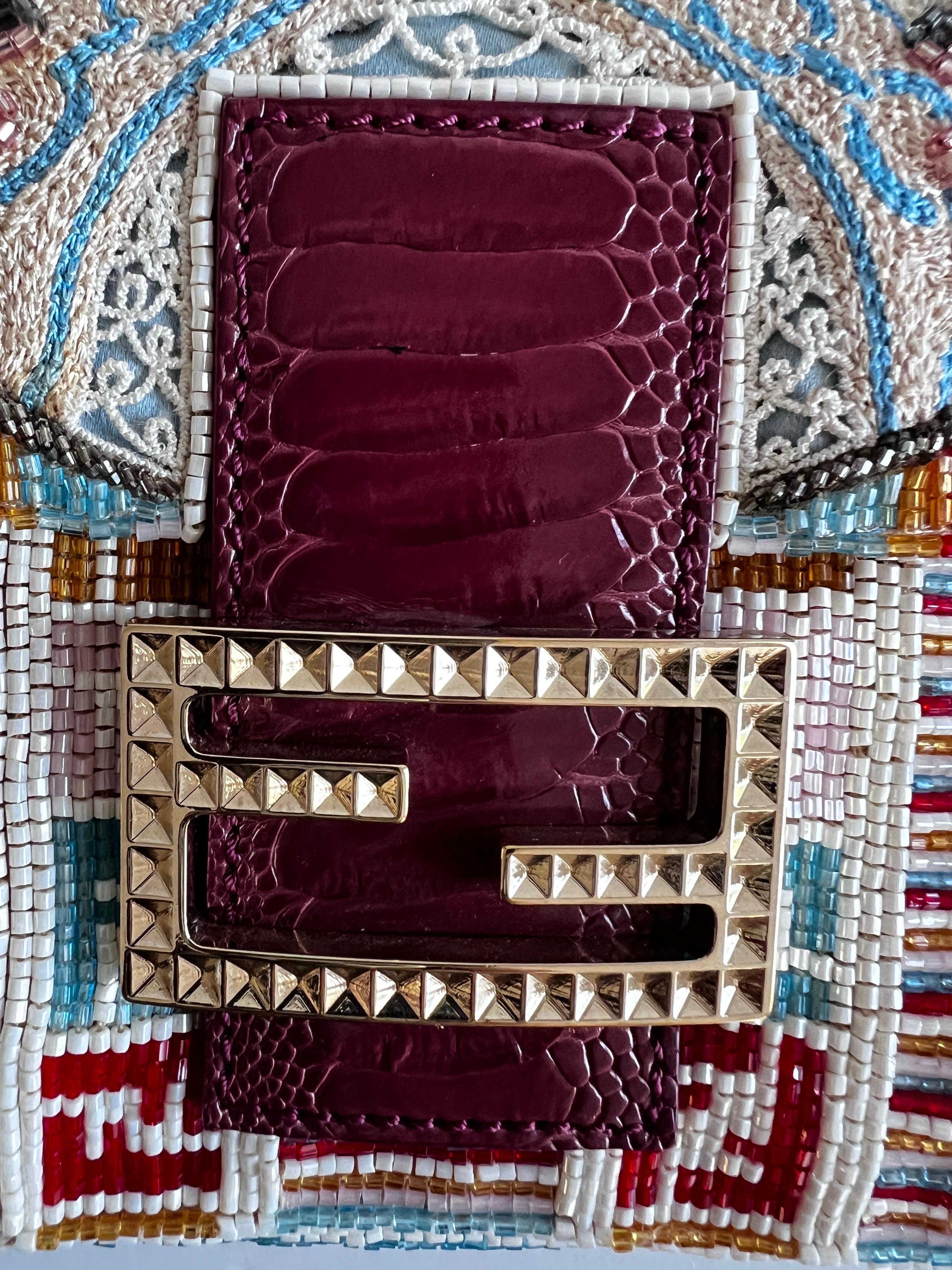 Fendi embroidered beaded baguette 3
