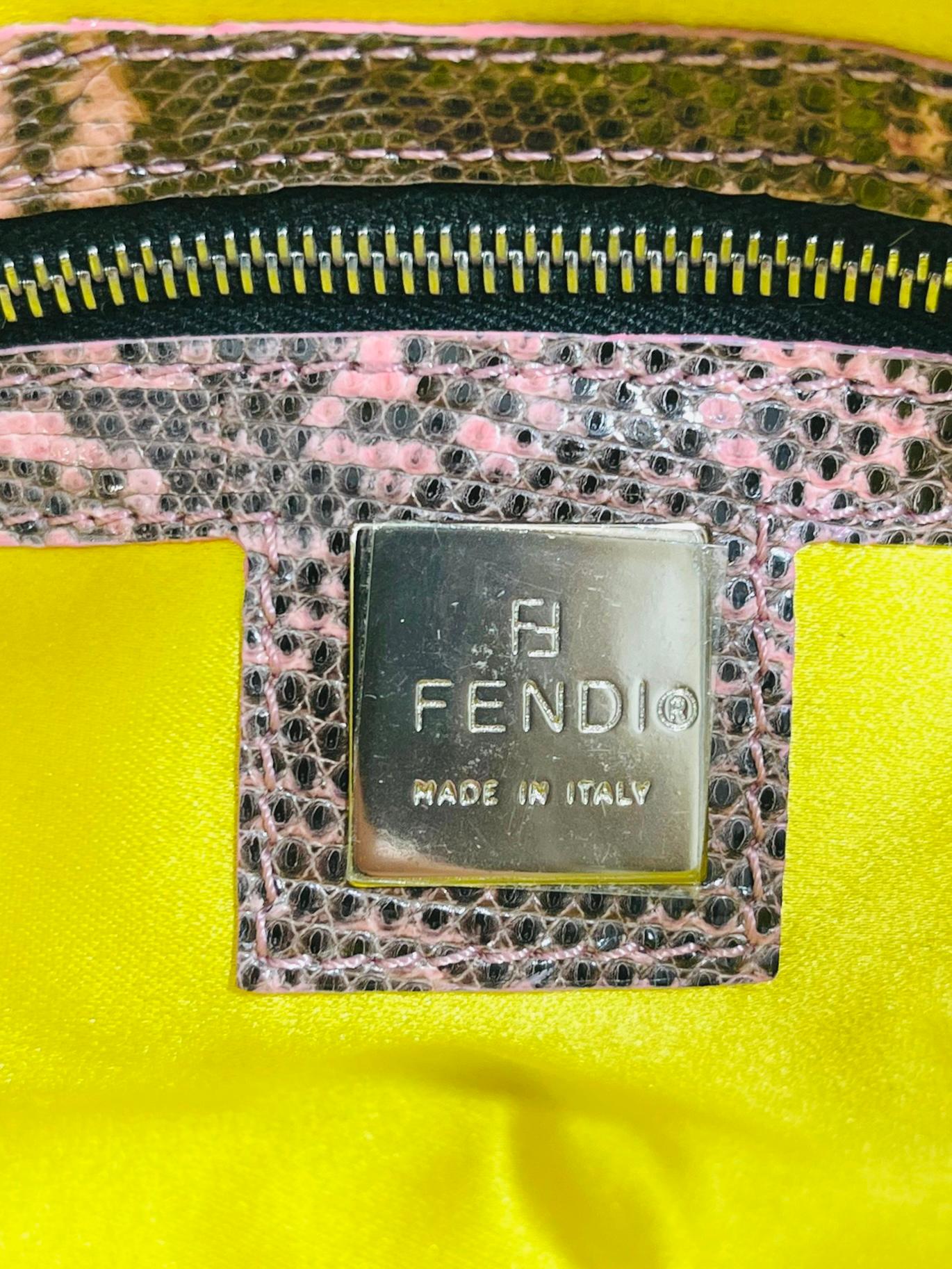 Fendi Embroidered Canvas & Lizard Baguette Bag 2