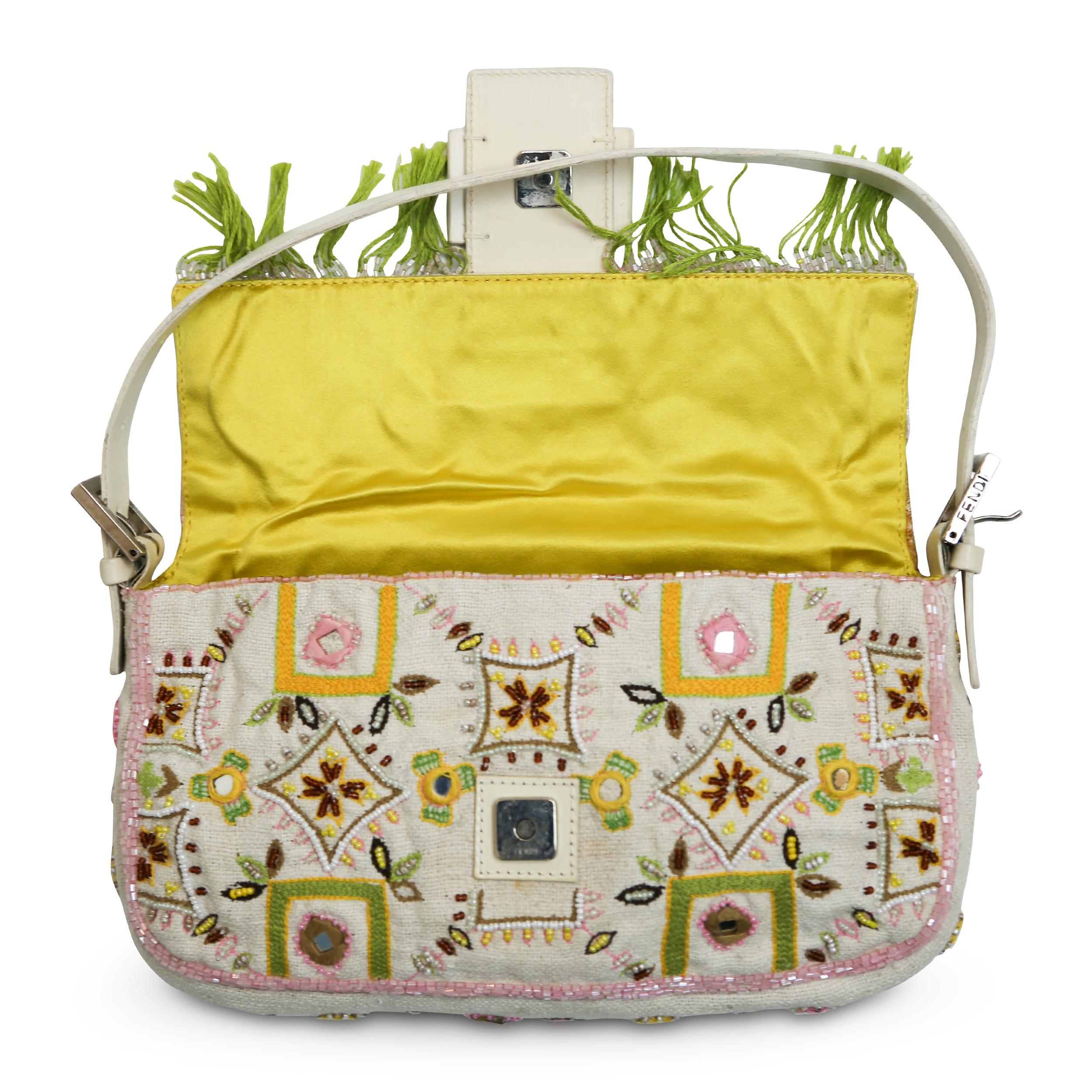 Fendi Embroidered Cloth Baguette Handbag For Sale 1
