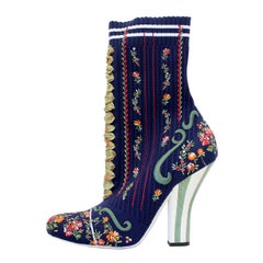 Used Fendi Embroidered Sock Ankle Boots 40