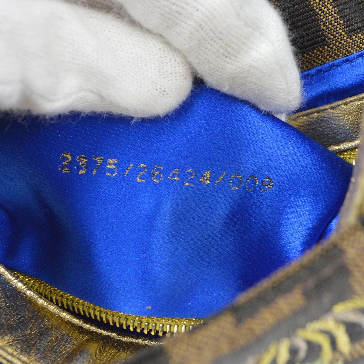 Fendi Embroidered Zucca Baguette Handbag Brown Gold 97872 For Sale 4