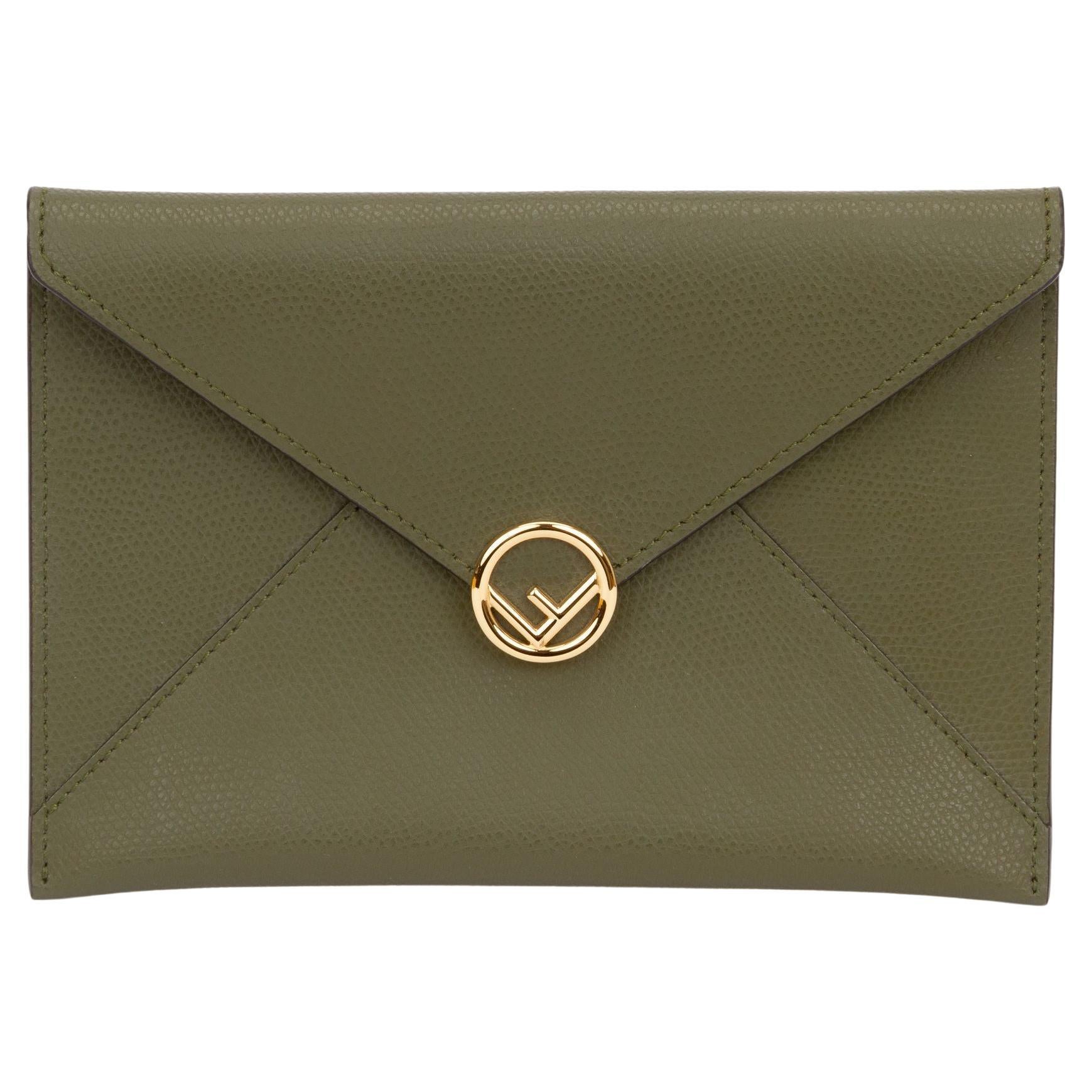 Fendi Envelope Pouch Green Medium For Sale