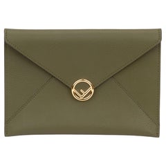 Used Fendi Envelope Pouch Green Medium