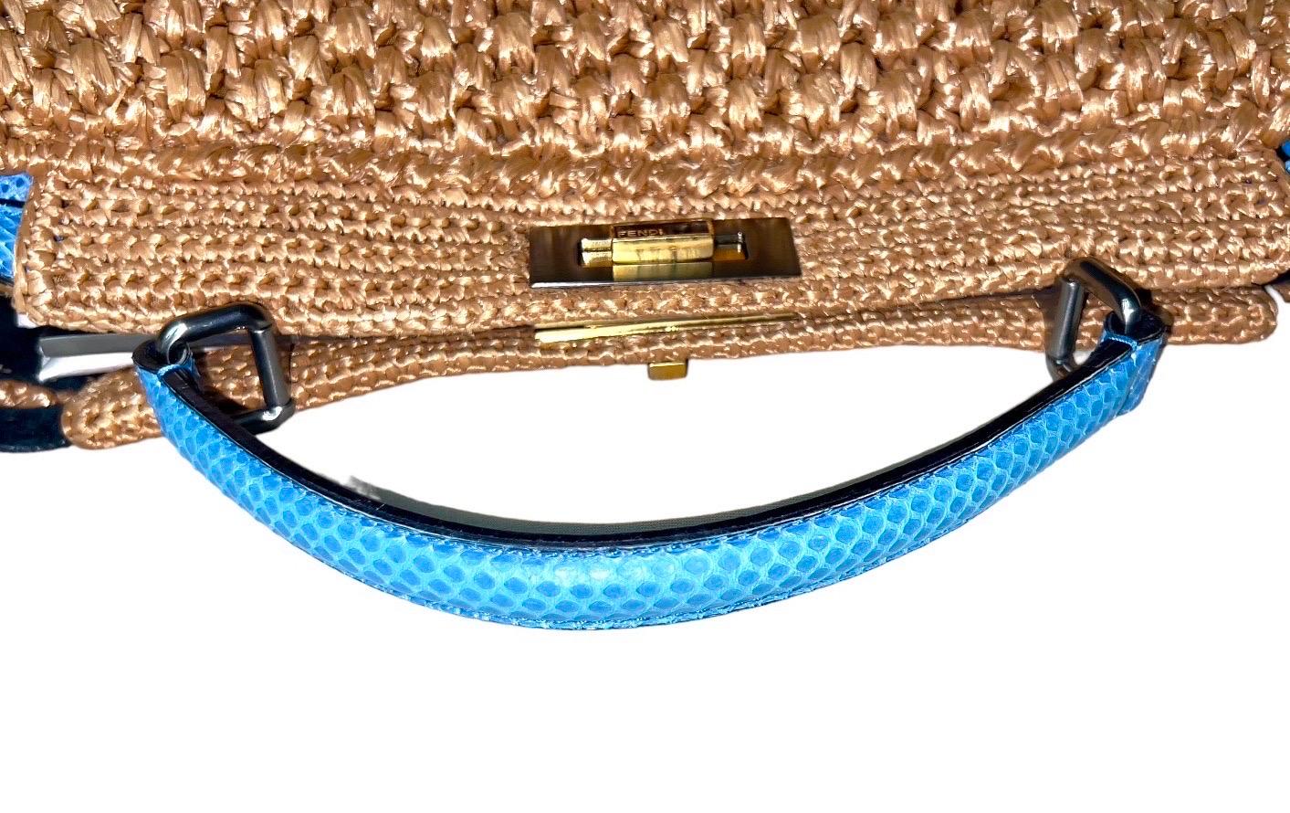 FENDI Exotic XL Woven Peekaboo Raffia Bag Tote with Shoulder Strap 1