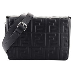 Fendi Expandable Flap Bag Zucca Embossed Leather Medium