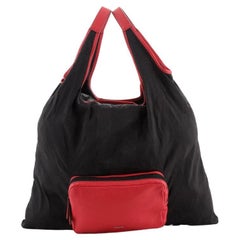 Fendi Expandable Shopping Bag Pequin Nylon and Leather