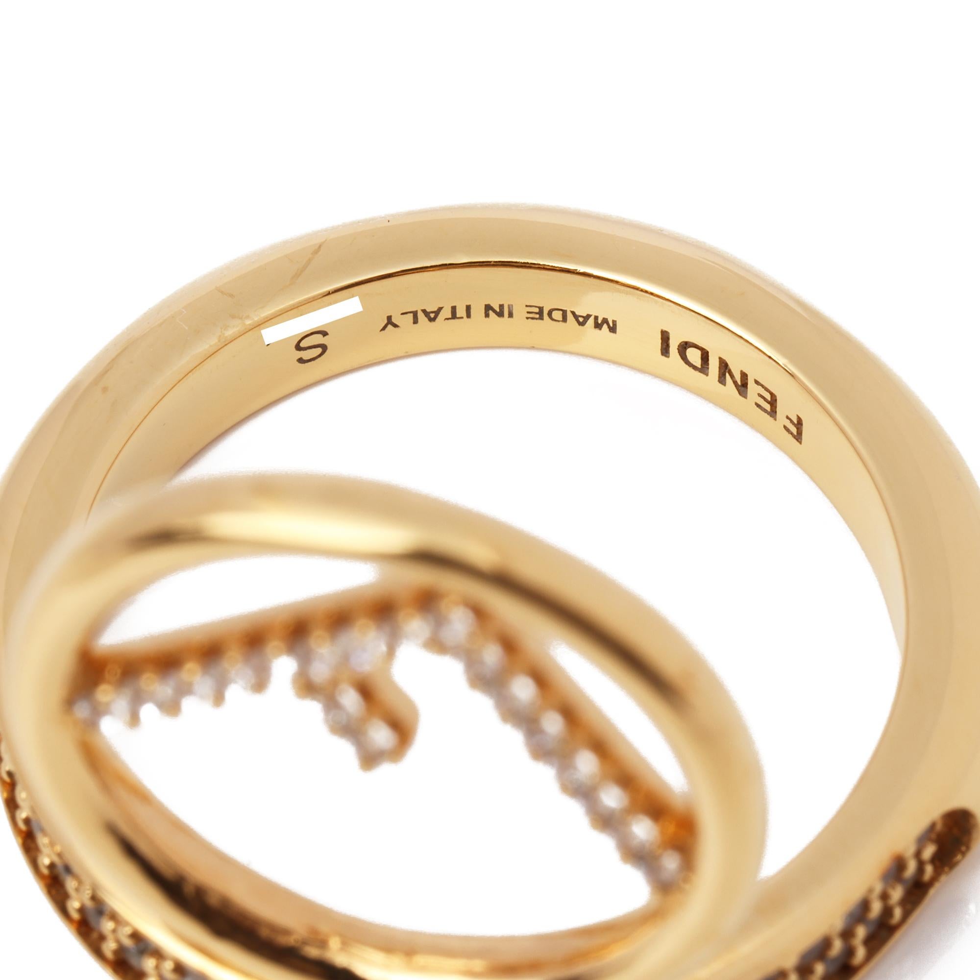Women's Fendi F Crystal Band Ring  For Sale