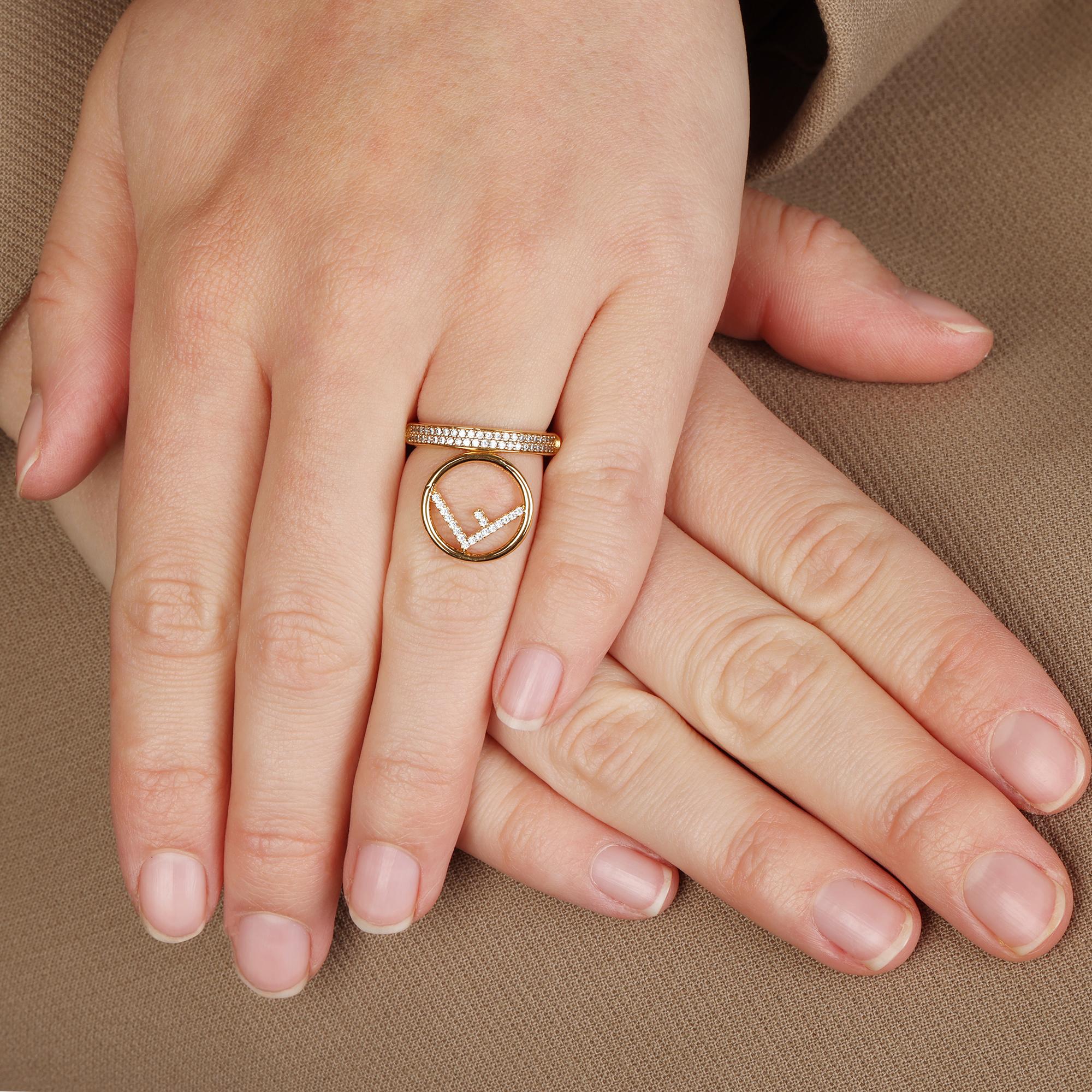 Women's Fendi F Crystal Band Ring