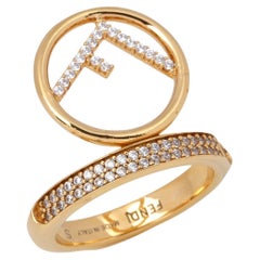 Fendi F Crystal Band Ring 