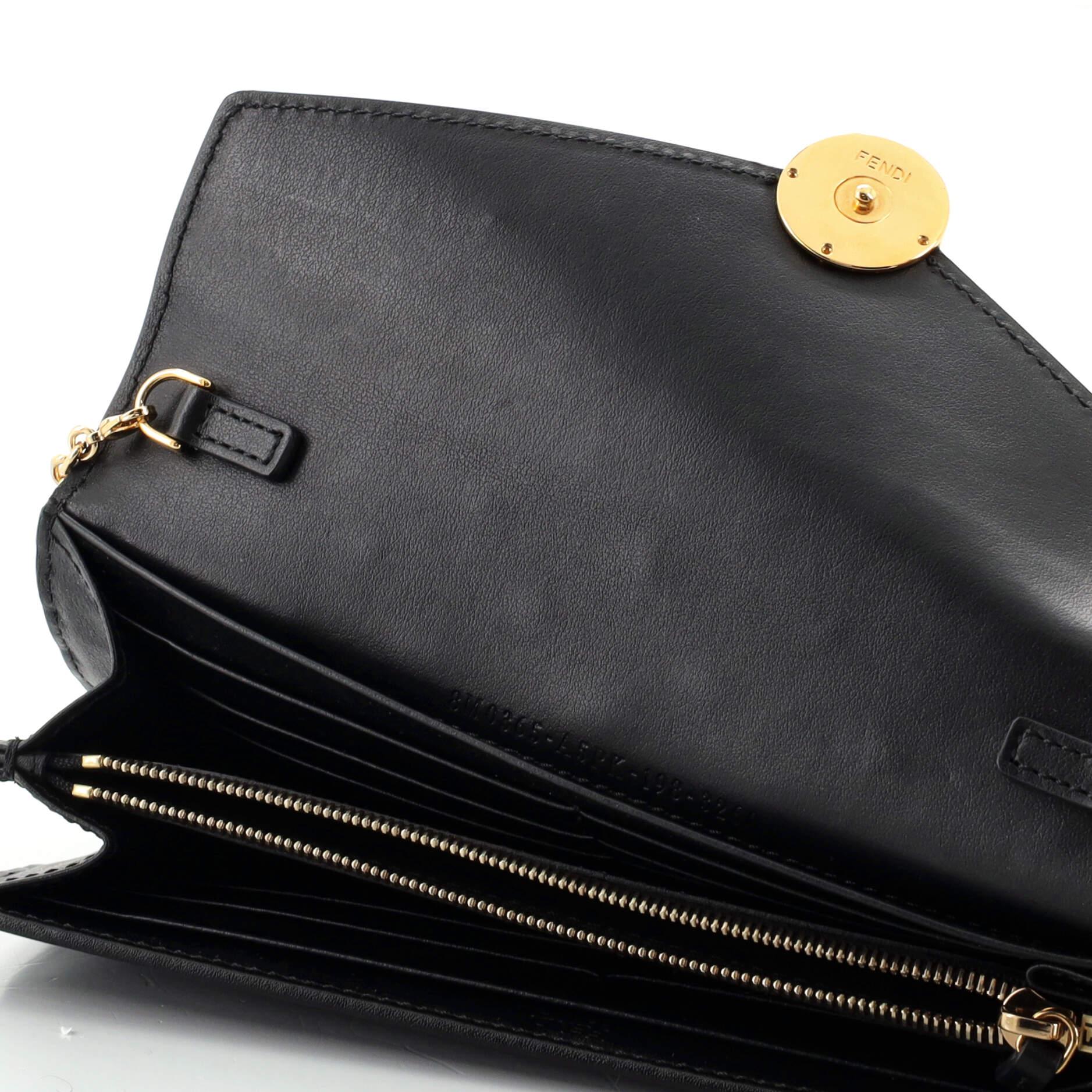 Women's or Men's Fendi F is Fendi Continental Chain Wallet Studded Leather