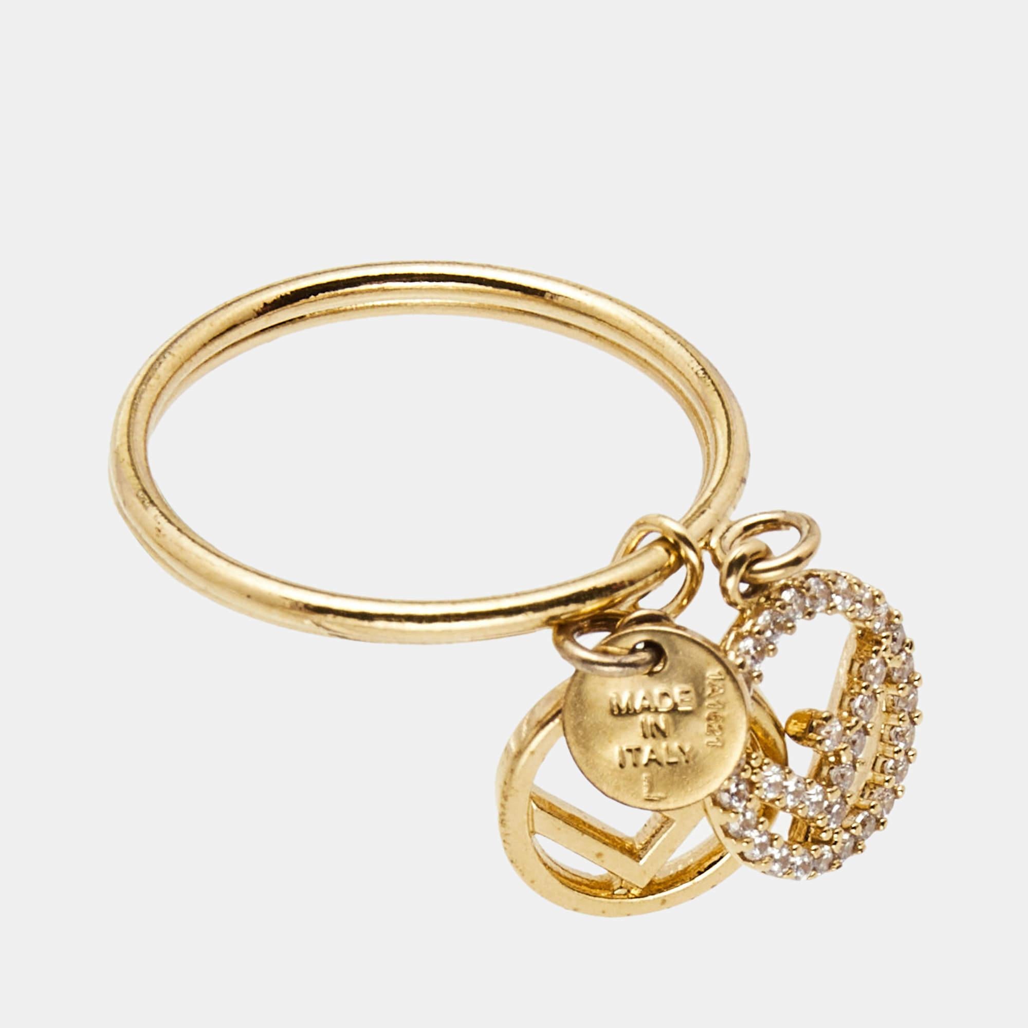 The Fendi F is Fendi ring is a stylish and luxurious accessory. It features the iconic Fendi logo as a double charm in a lustrous gold tone, making it a statement piece for fashion-conscious individuals.

Includes: Original Box

