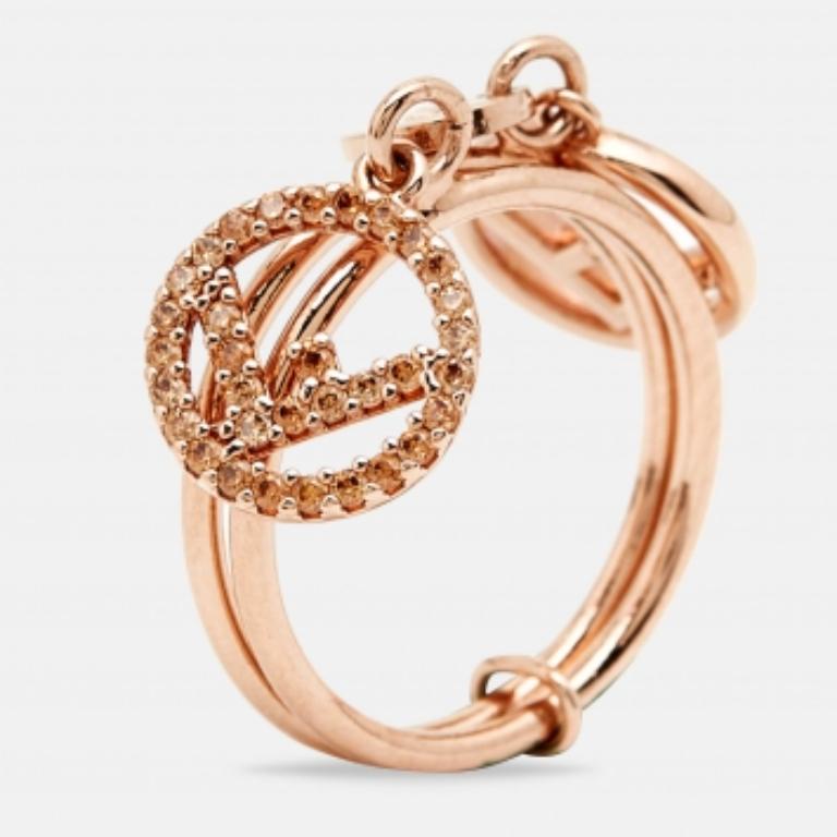 Fendi F is Fendi Anello con doppio charme in oro rosa misura 49 In condizioni ottime in vendita a Dubai, Al Qouz 2