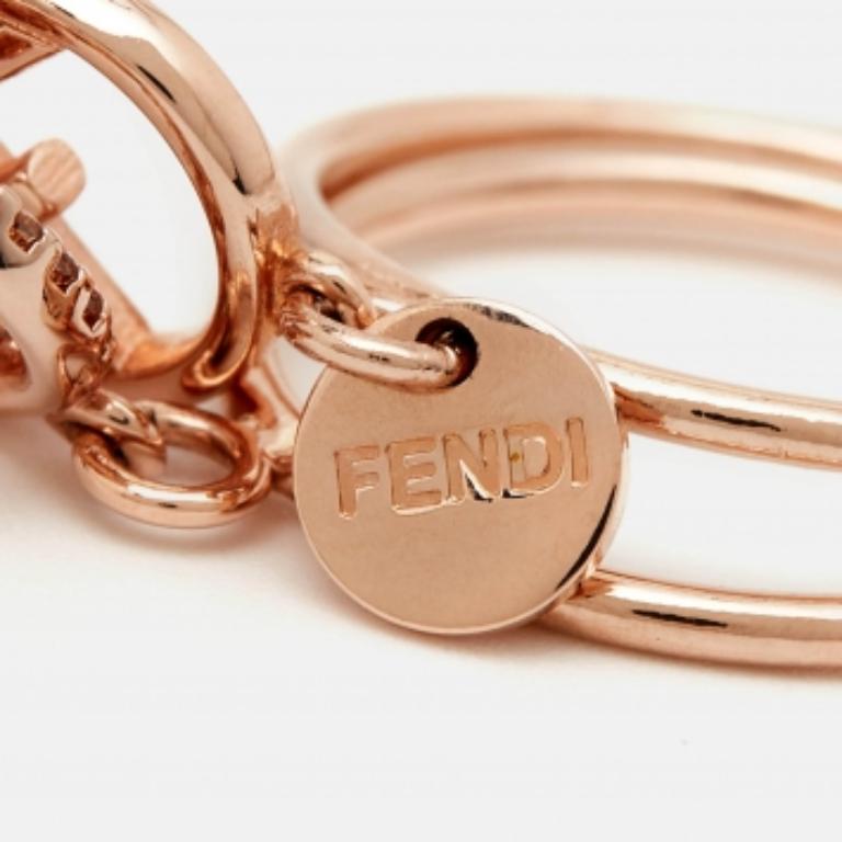 Fendi F is Fendi Anello con doppio charme in oro rosa misura 49 in vendita 1