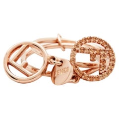 Fendi F is Fendi Double Charm Rose Gold Tone Ring Size 49