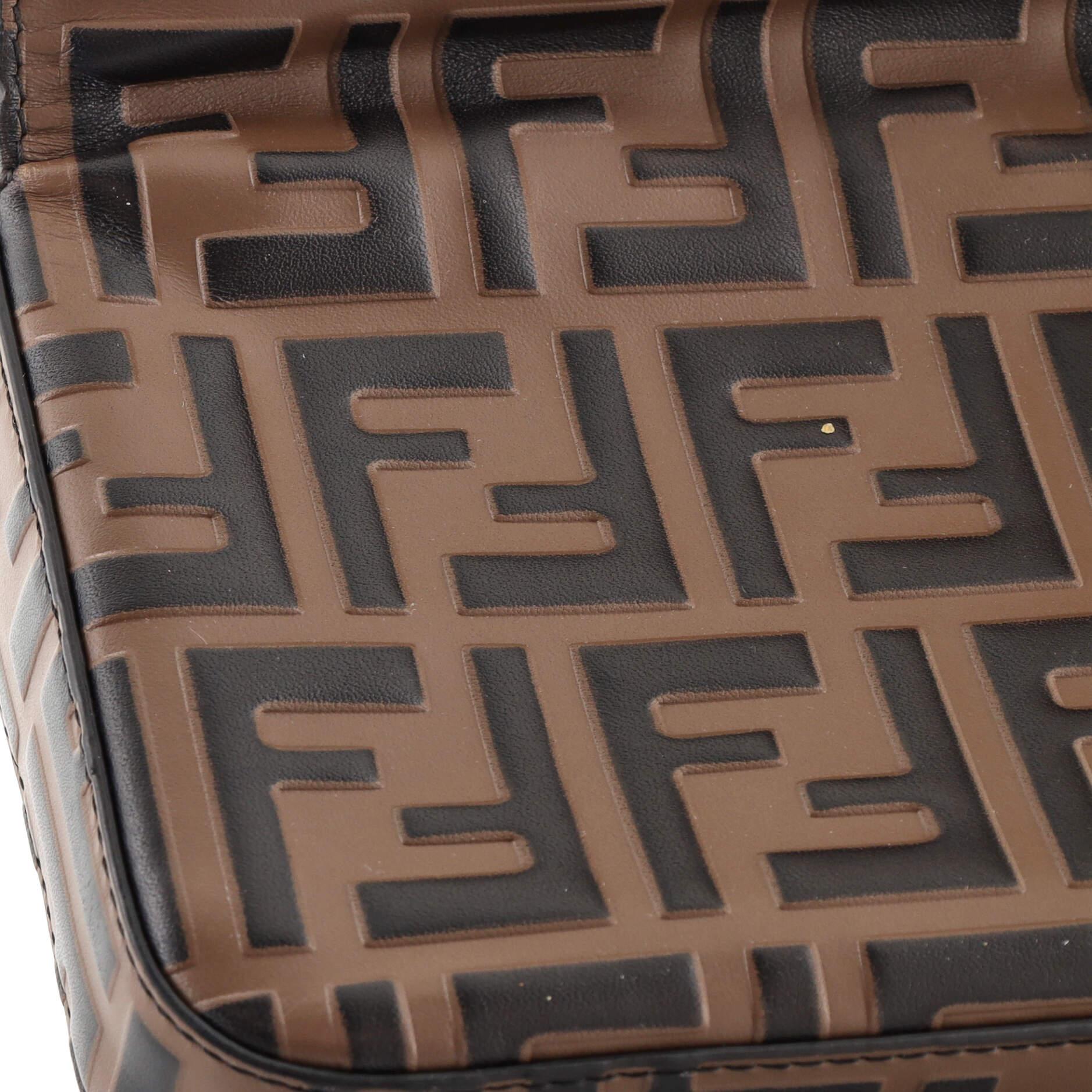 Women's or Men's Fendi F is Fendi Envelope Clutch on Chain Zucca Embossed Leather
