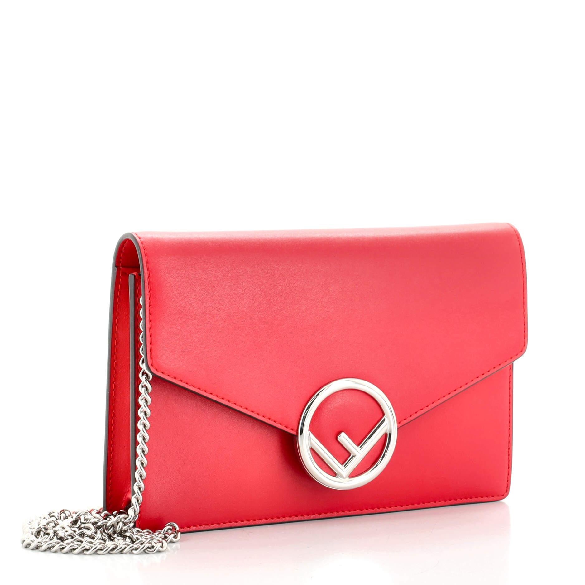 Fendi F ist Fendi Brieftasche mit Umschlag an Kette aus Leder (Rot)