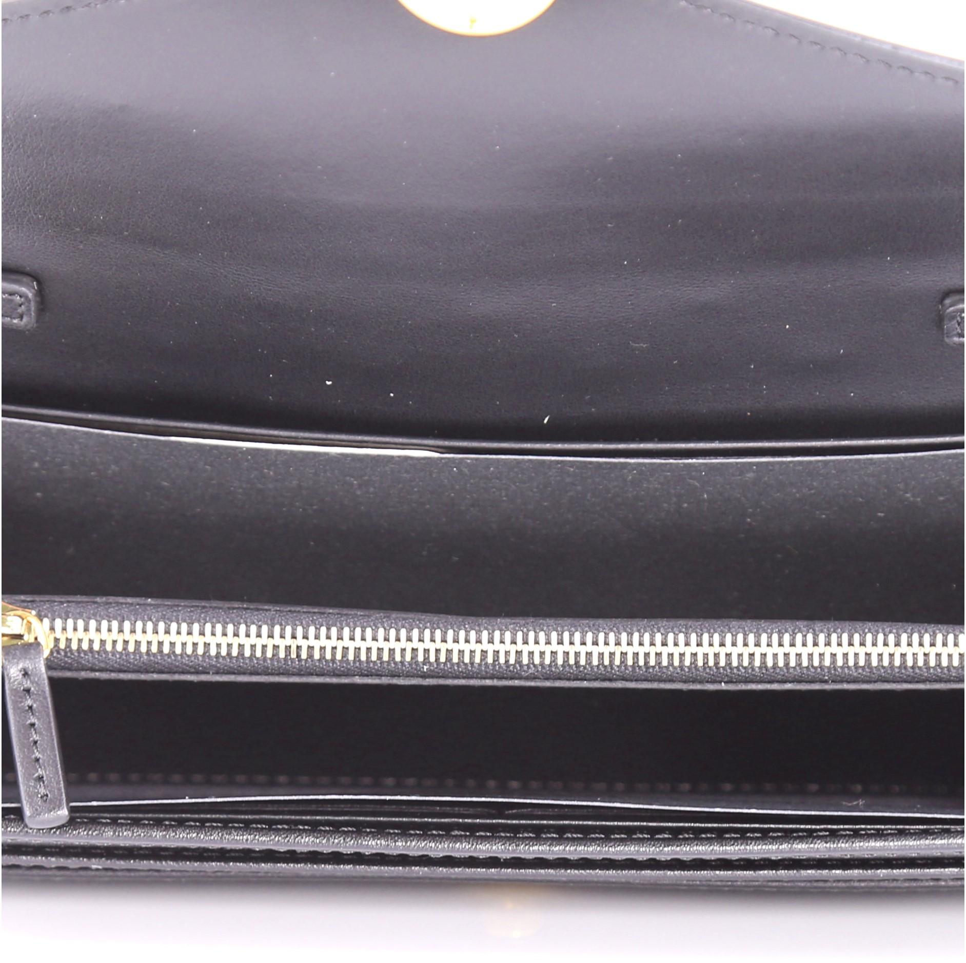 Black Fendi F Is Fendi Envelope Wallet on Chain Studded Leather