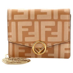Fendi F is Fendi Envelope Wallet on Chain Zucca Embossed Leather Mini