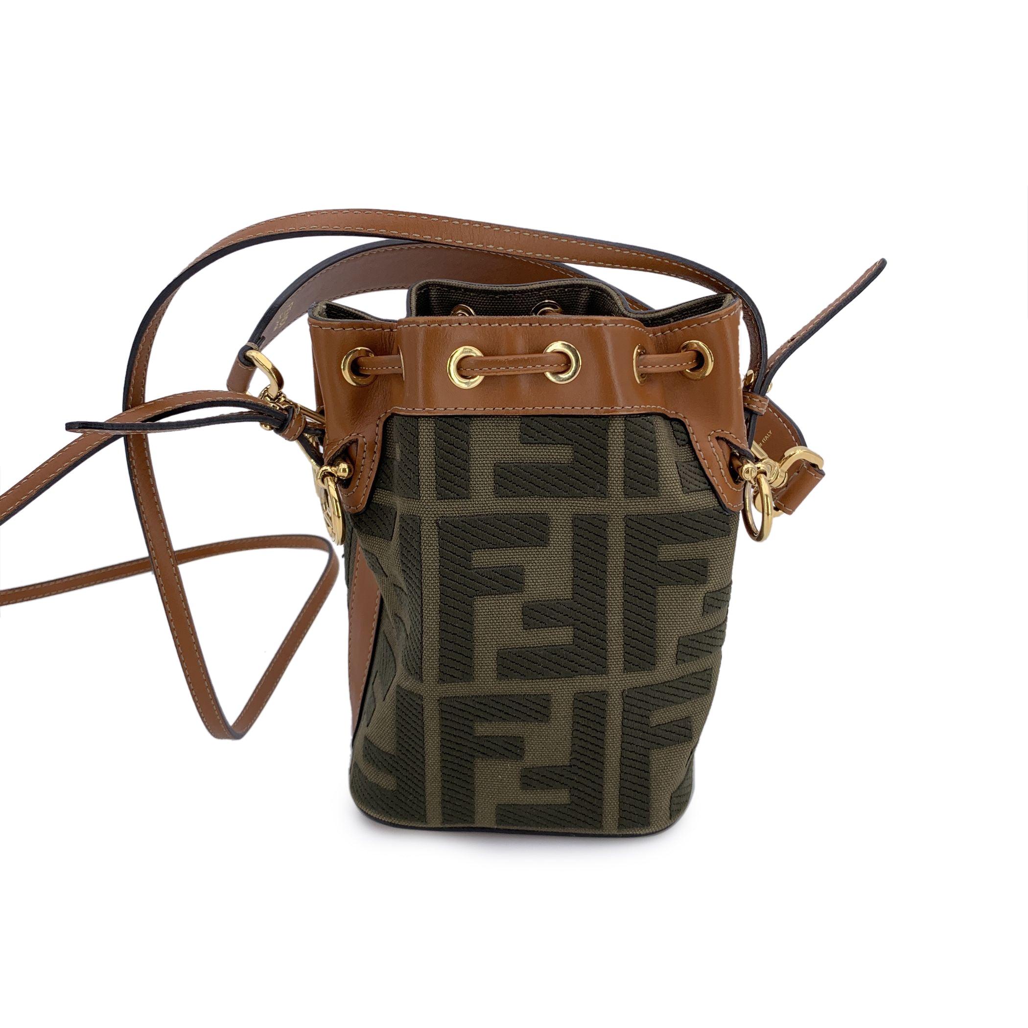 Black Fendi F is Fendi FF Embroidered Canvas Mini Mon Tresor Bucket Bag