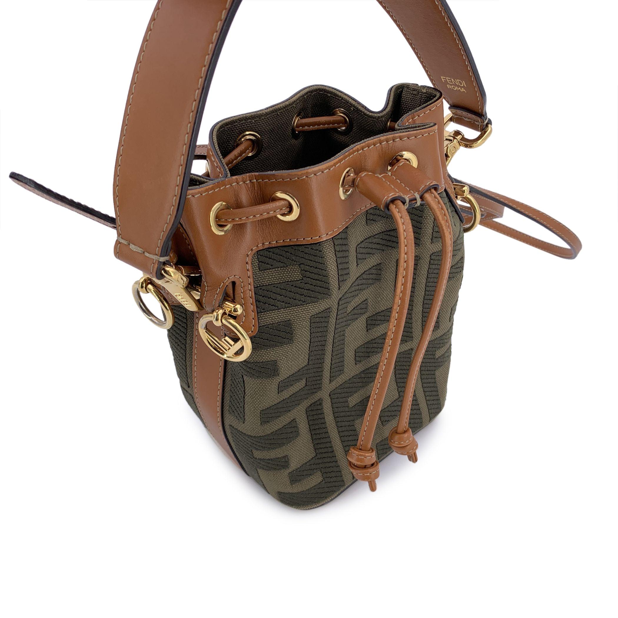 Fendi F is Fendi FF Embroidered Canvas Mini Mon Tresor Bucket Bag In Good Condition In Rome, Rome