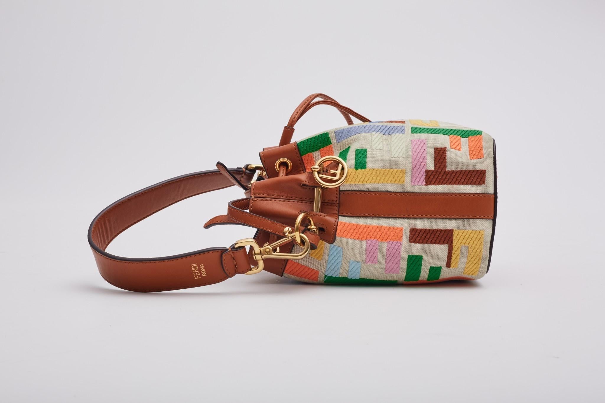 Women's Fendi F Is Fendi Ff Multicolor Mon Tresor Bucket Bag Grezzo Mini