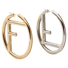 Fendi F Is Fendi Gold & Palladium Hoop Earrings