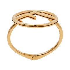 Fendi F Is Fendi Gold Tone Cuff Bracelet M
