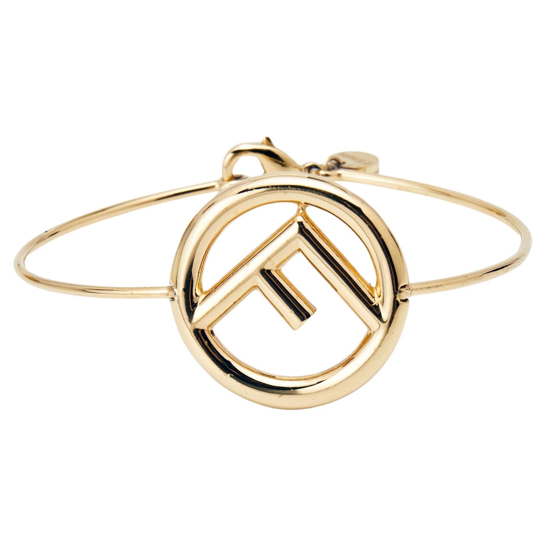 Fendi F is Fendi Gold Tone Narrow Bangle Bracelet