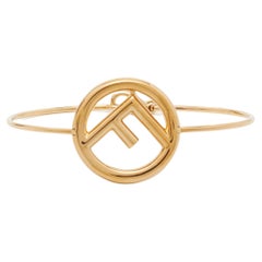 Fendi F is Fendi Gold Tone Narrow Bangle Bracelet S