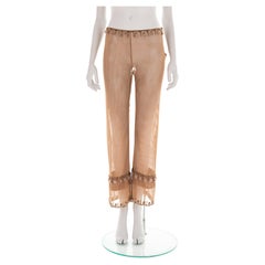 Fendi F/W 1999 tan embellished mesh trousers