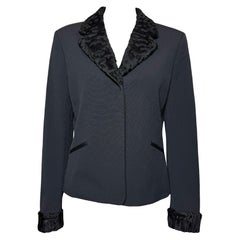 Fendi F/W 2001 Astrakhan Trimmed Silk Blazer