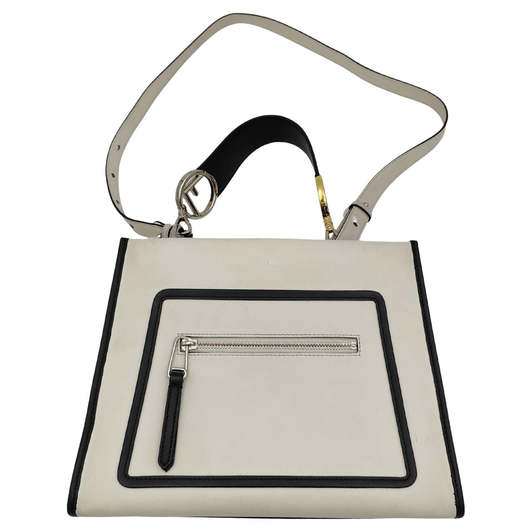 Fendi F/W 2017 white and black leather Runaway 2 ways bag For Sale