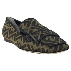 Fendi Stoff mit Ledersohle Mocassin Nero