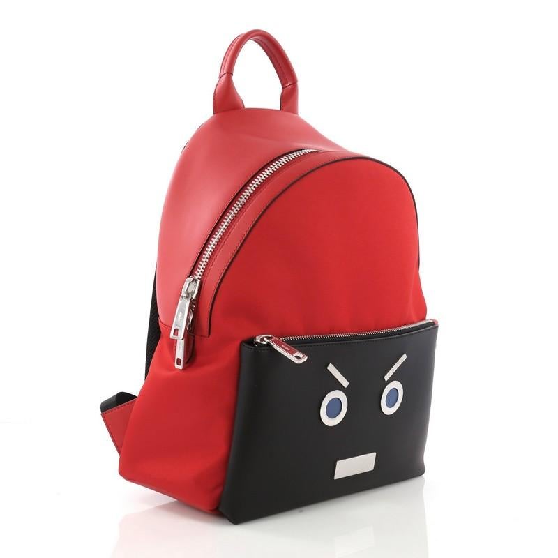 Fendi Faces Backpack Nylon and Leather (Rot)