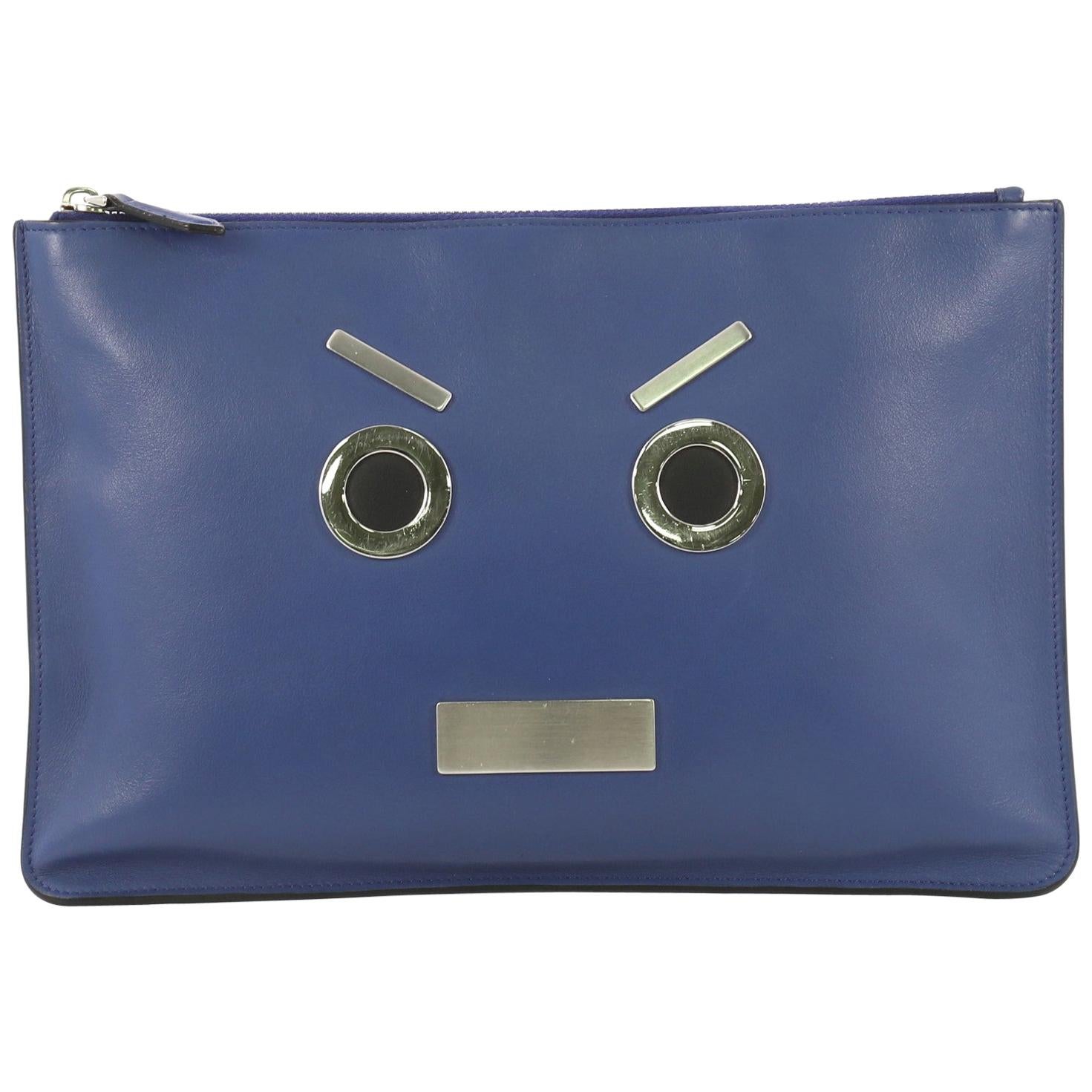 Fendi Faces Pouch Leather Medium