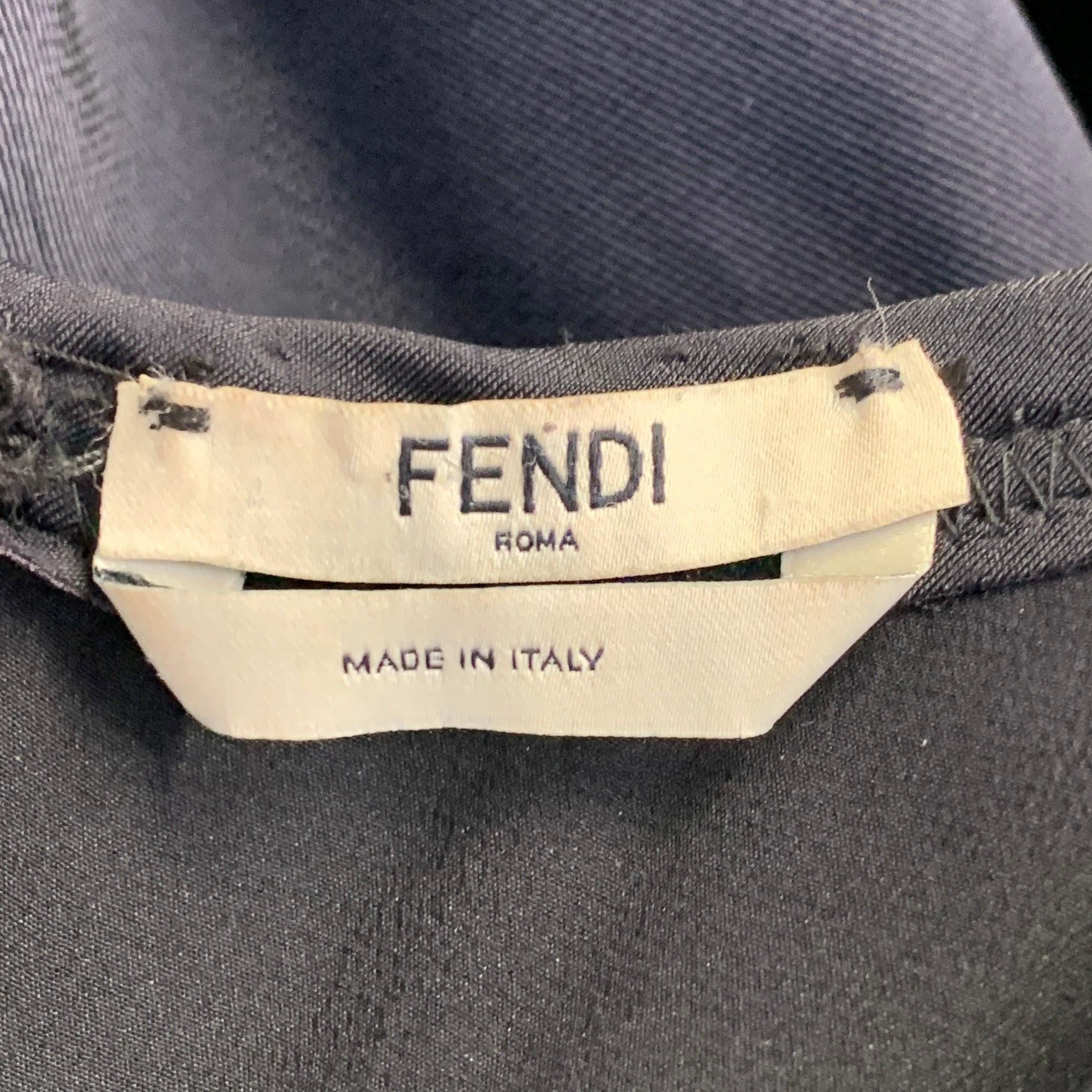 FENDI Otoño 2014 Talla 6 Azul Marino Verde Mezcla de Poliamida Top Casual con Cremallera en la Espalda en venta 6