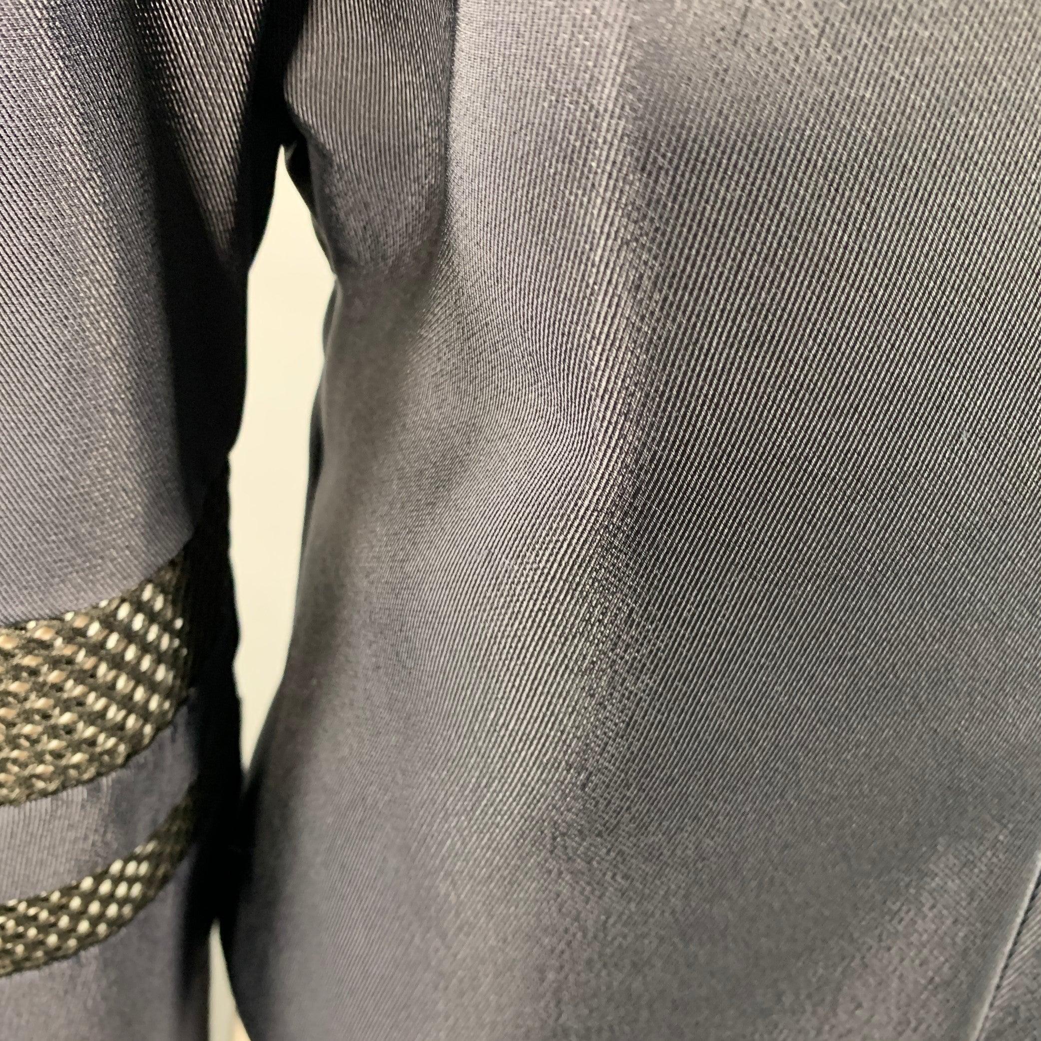 FENDI Otoño 2014 Talla 6 Azul Marino Verde Mezcla de Poliamida Top Casual con Cremallera en la Espalda en venta 4