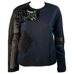 Fendi Autunno 2014 Taglia 6 Top casual con zip posteriore in misto poliammide Greene & Greene Patchwork