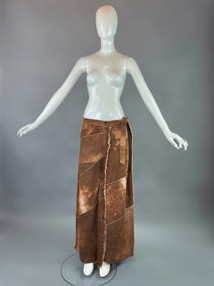 Fendi Fall Winter F/W 1999 Runway Vintage Cow Print Floor Length Leather Skirt