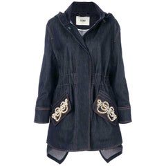 Fendi Faux Pearl Embellished Denim Coat