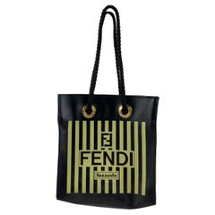 Fendi Fazzuolo Seltene Vintage gestreifte Canvas Mini-Tragetasche Handtasche