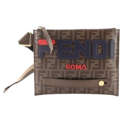 Fendi Fendi Mania Logo Flat Messenger Bag Zucca Coated Canvas