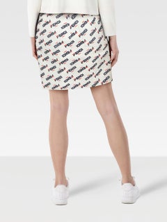 Fendi Fendi x Fila White Leather Logo Print Skirt Size S