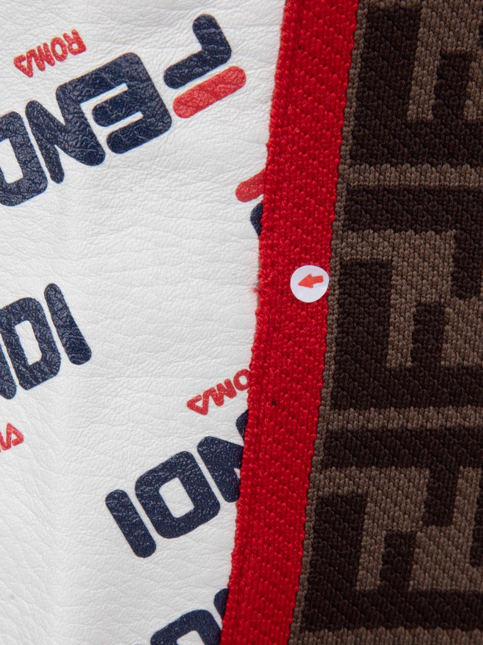Fendi Fendi x Fila White Leather Logo Print Skirt Size S 2