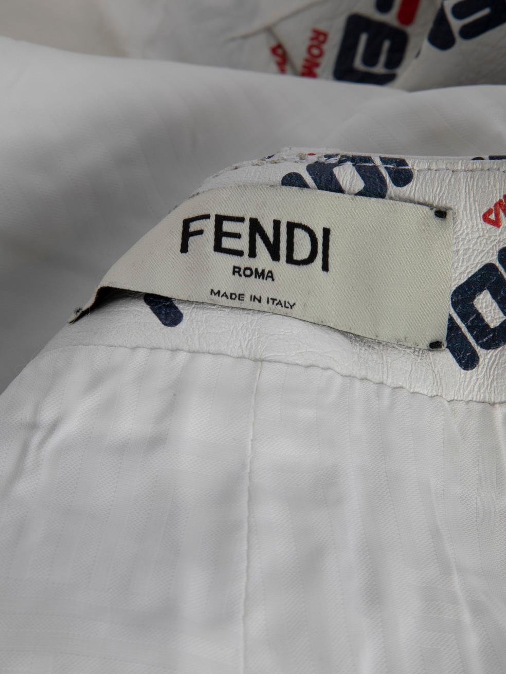 Fendi Fendi x Fila White Leather Logo Print Skirt Size S 4