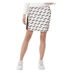 Fendi Fendi x Fila White Leather Logo Print Skirt Size S