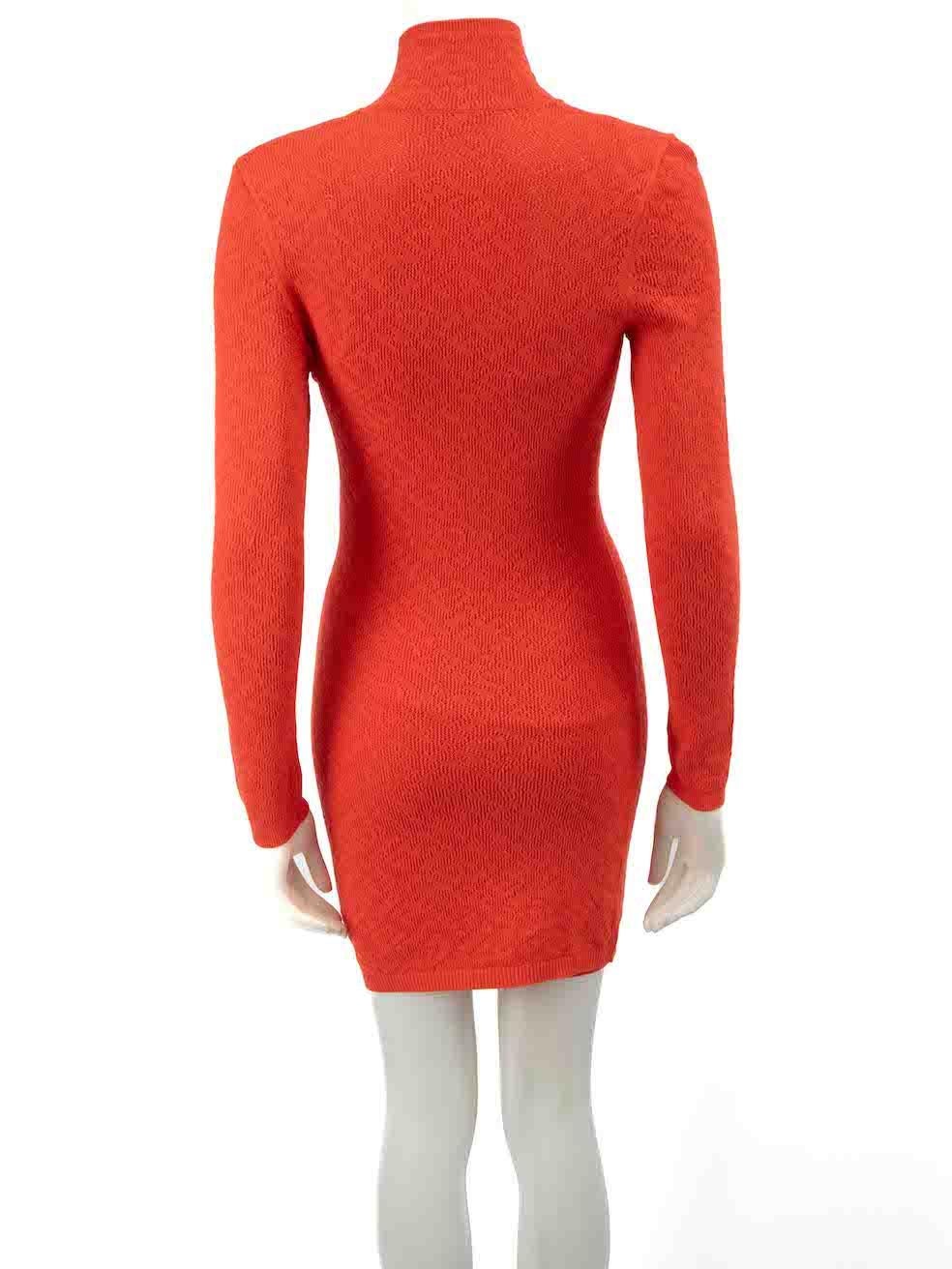 Fendi Fendi x Skims Red Mesh Logo Knit Dress Size M In Excellent Condition For Sale In London, GB